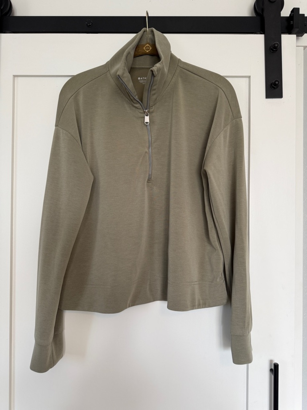 Athleta Women’s Half-Zip Sweater in Olive Green